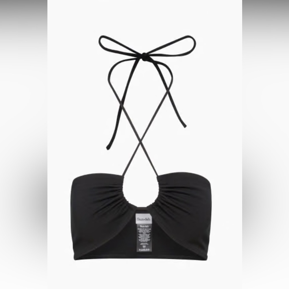 NWOT Aritzia Sunday Best Cora Halter Multi Twist Bandeau Top — Black Size Small